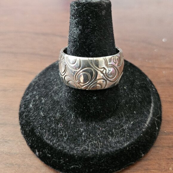 Coach 925 Sterling Silver Signature Band Ring Size 8 - Picture 1 of 5